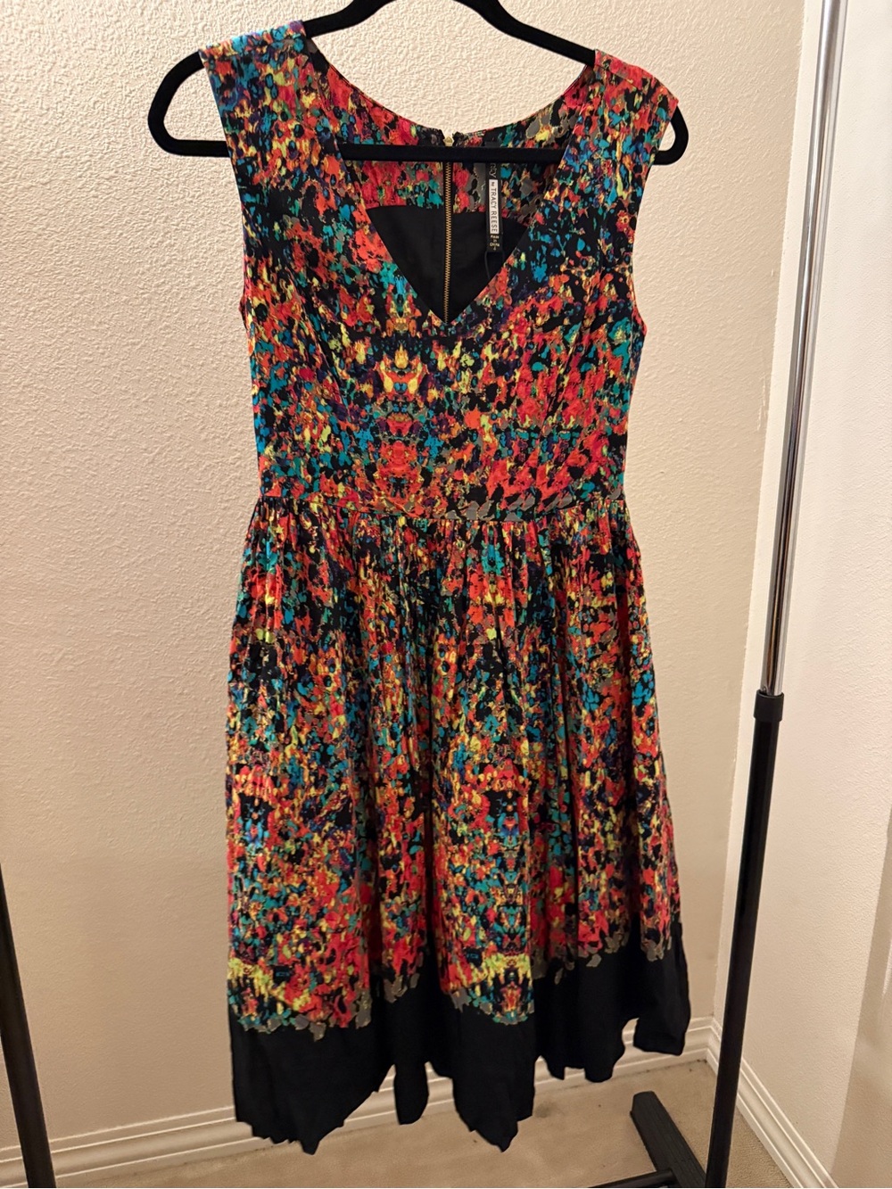 Plenty by Tracy Reese Multicolor Floral Fit & Flare Dress with Black Hem